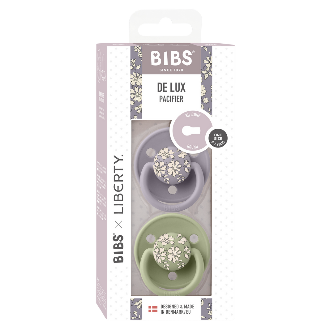 Eloise Baby Blue Mix BIBS x LIBERTY De Lux One Size Silicone Pacifiers - 2 Pack by BIBS sold by Just Børn