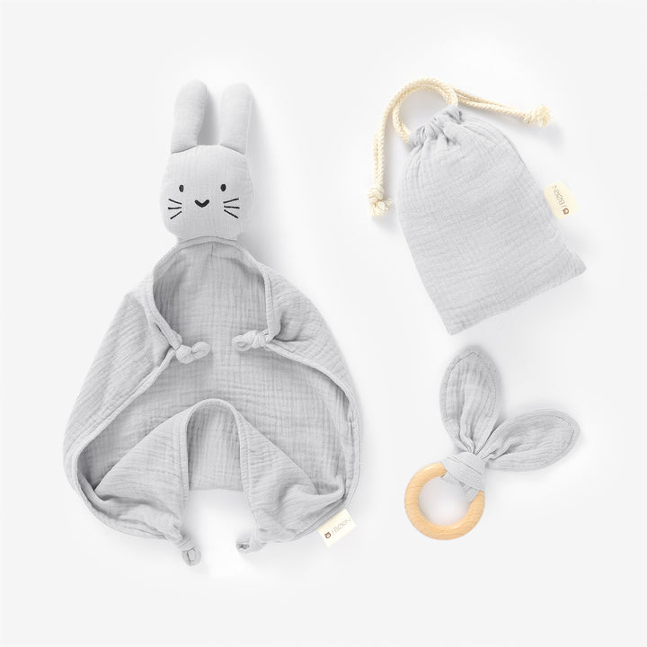 Cloud Muslin JBØRN Organic Cotton Bunny Comforter & Teether Set by Just Børn sold by Just Børn