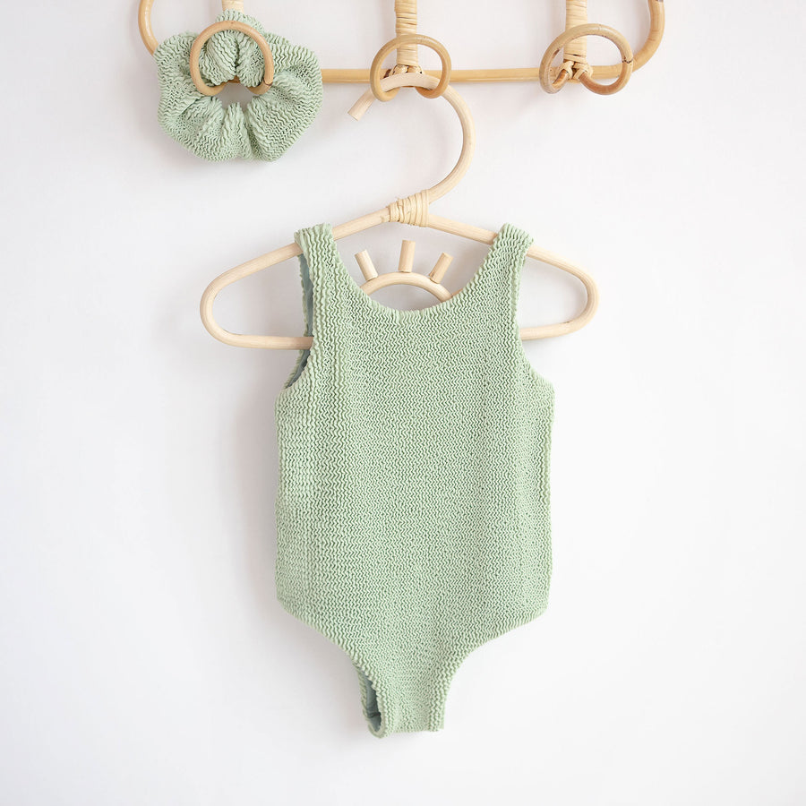 Crinkle Seafoam JBØRN Baby Girl Classic Crinkle Swimsuit by Just Børn sold by Just Børn