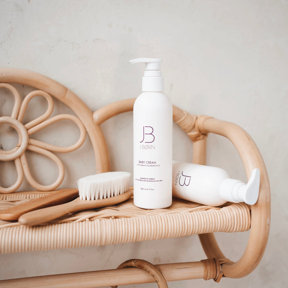 JBØRN Baby Cream | Fragrance-Free with Prebiotics & Probiotics Baby Cream + Baby Hair & Body Wash 200 ml Set - Personalisable Baby Products Sold and Personalised by JustBørn