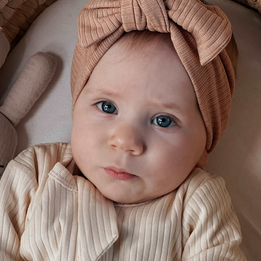 Ribbed Blush JBØRN Organic Cotton Ribbed Baby Sleep Suit and Hat by Just Børn sold by Just Børn