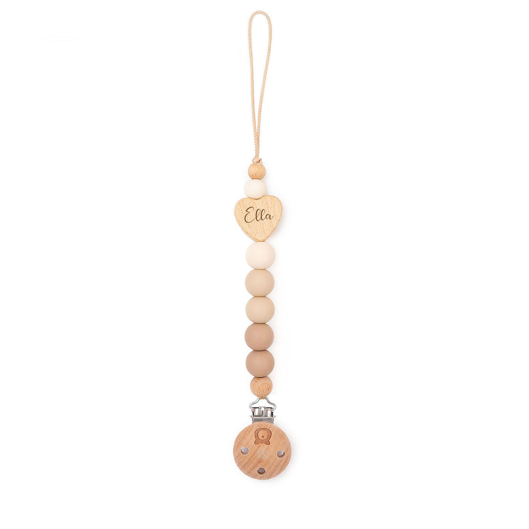 JBØRN Heart Pacifier Clip | Colour Block Vanilla & Ivory - Personalisable Baby Products Sold and Personalised by JustBørn