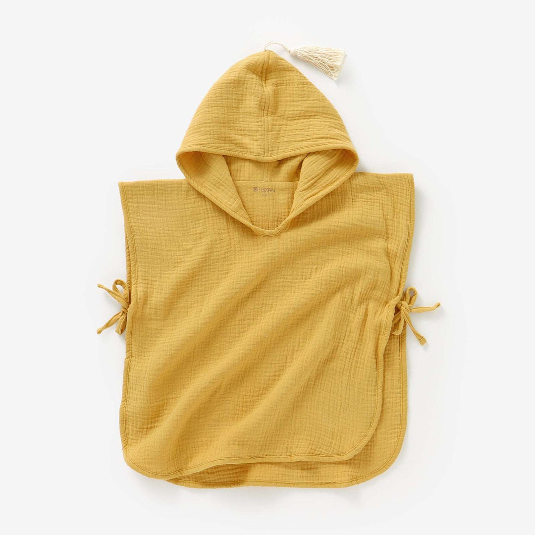 Honey gold JBØRN Organic Cotton Muslin Hooded Poncho Towel | Personalisable by Just Børn sold by Just Børn