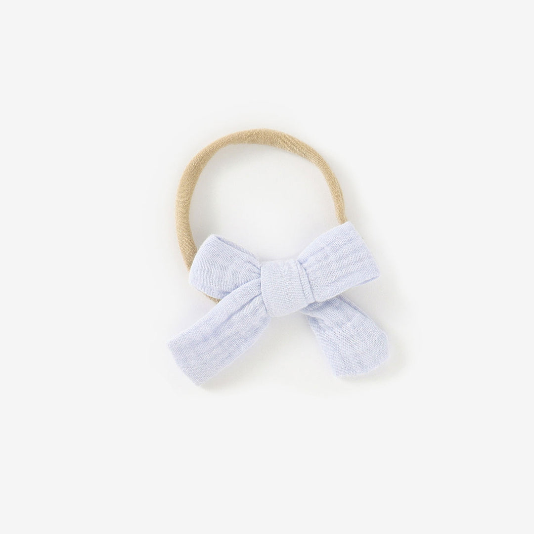 JBØRN Organic Cotton Muslin Baby Bow Headband Baby Blue - Personalisable Baby Products Sold and Personalised by JustBørn