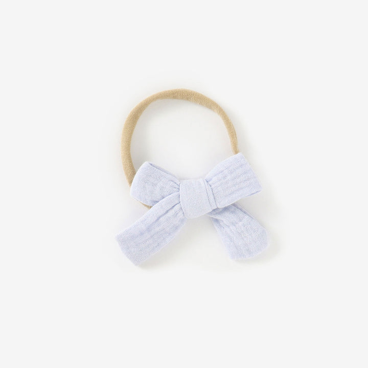 JBØRN Organic Cotton Muslin Baby Bow Headband Baby Blue - Personalisable Baby Products Sold and Personalised by JustBørn
