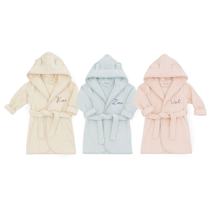 JBØRN Organic Cotton Baby Hooded Towelling Bathrobe - Personalisable Baby Products Sold and Personalised by JustBørn