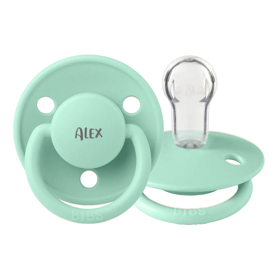 Nordic Mint BIBS De Lux Silicone Pacifiers | One Size | Personalisable by BIBS sold by Just Børn