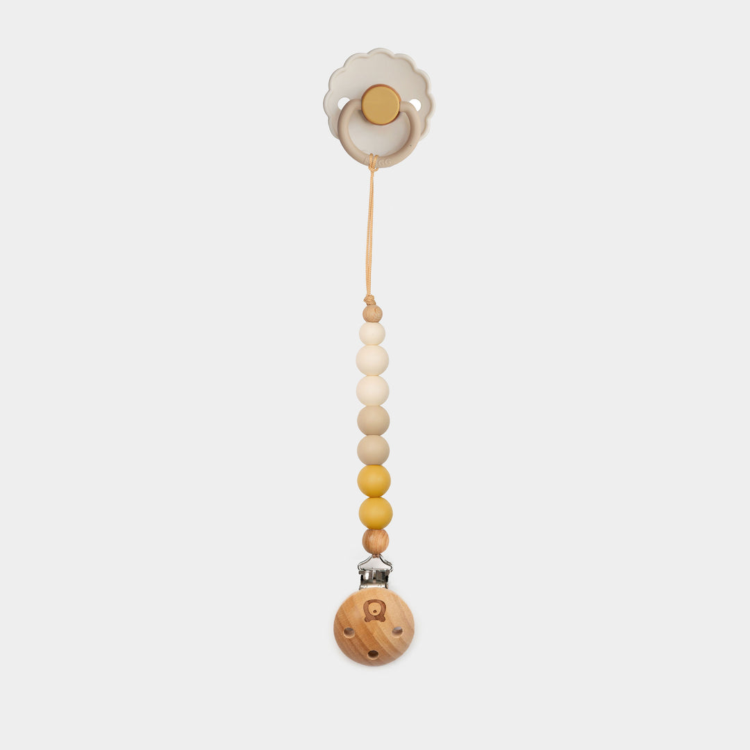 Chamomile FRIGG Daisy Latex Pacifier & Matching Clip Set | Personalisable by FRIGG sold by Just Børn