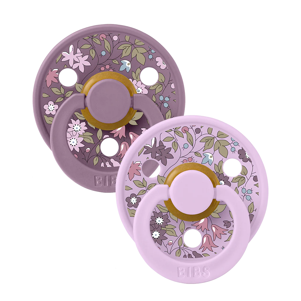 BIBS x LIBERTY Colour Latex Pacifiers - 2 Pack Chamomile Lawn Mauve Mix - Personalisable Baby Products Sold and Personalised by JustBørn