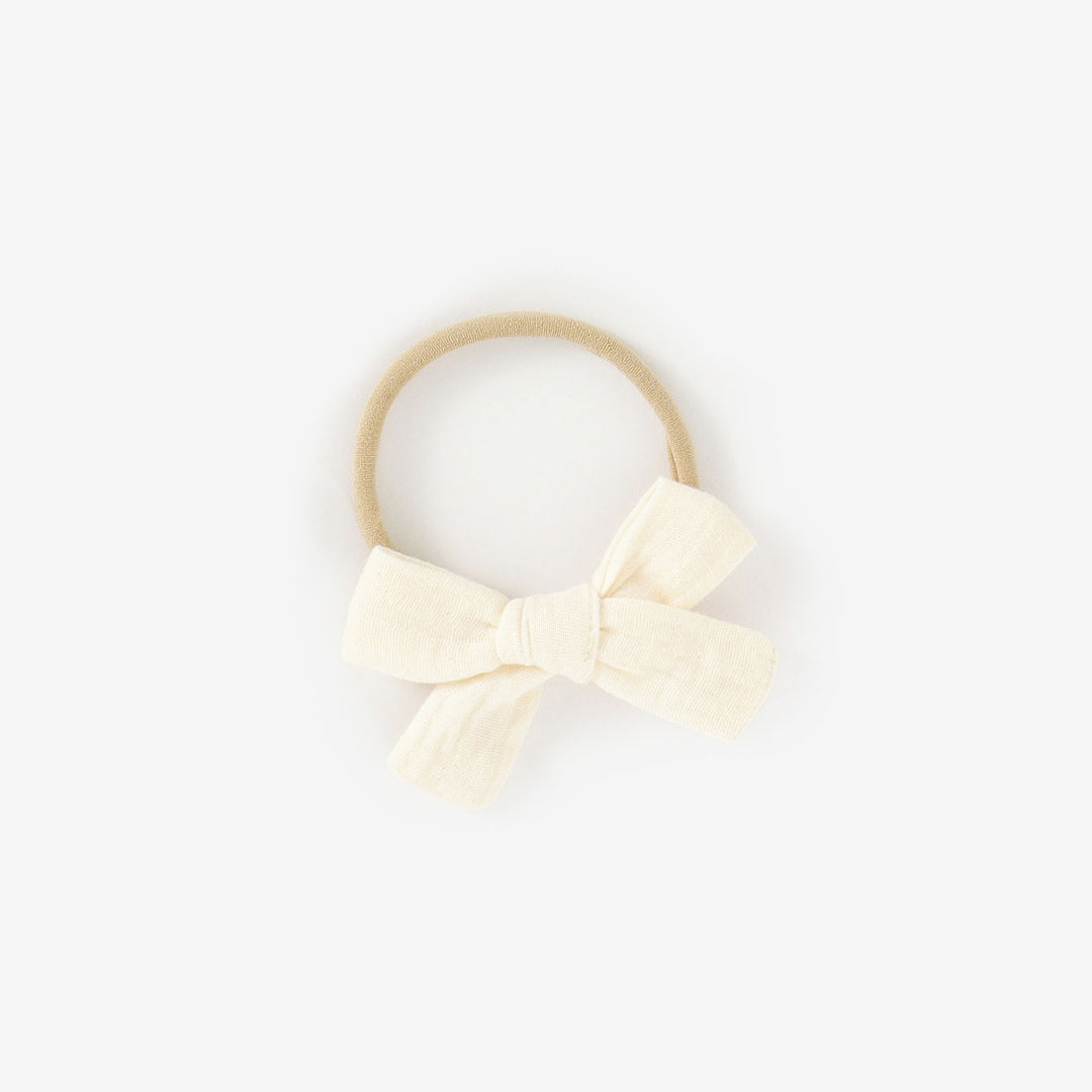JBØRN Organic Cotton Muslin Baby Bow Headband Cream - Personalisable Baby Products Sold and Personalised by JustBørn