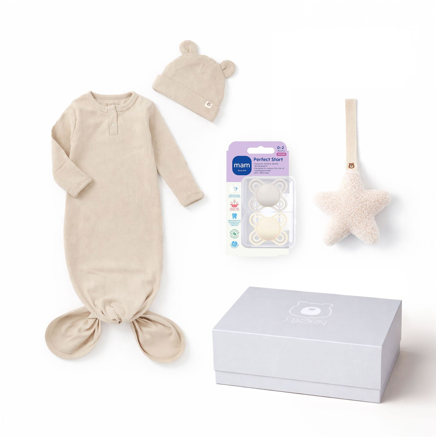 ♡mam♡ MAM Newborn Gift Set | Perfect Start 0-2m Pacifiers, Knotted Gown