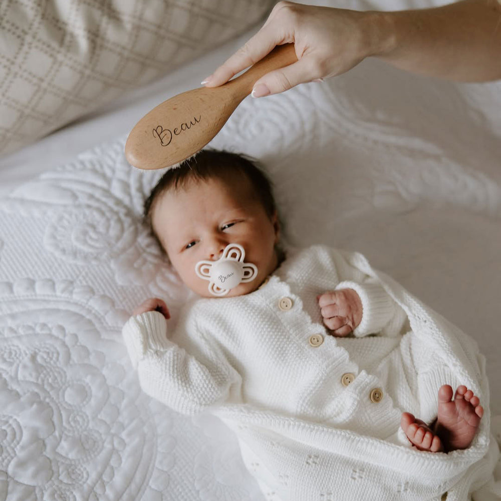 JBØRN Baby Gift Set | Organic Cotton Bath Robe & Hair Brush Set - Personalisable Baby Products Sold and Personalised by JustBørn