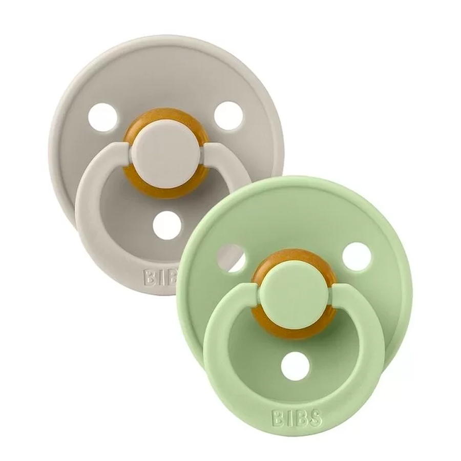 Sand & Pistachio Pack of 2 BIBS Colour Latex Pacifiers 0-6 Months | Size 1 by BIBS sold by Just Børn
