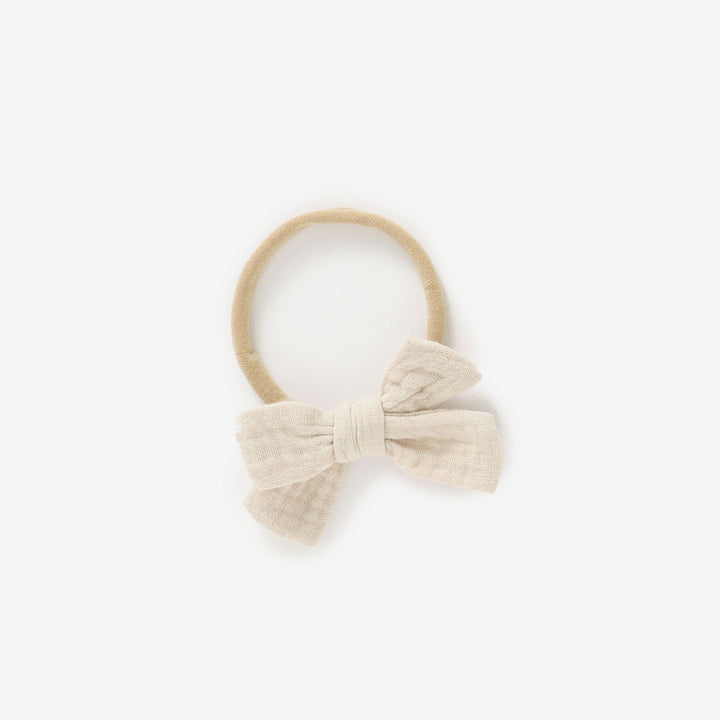 JBØRN Organic Cotton Muslin Baby Bow Headband Vanilla - Personalisable Baby Products Sold and Personalised by JustBørn