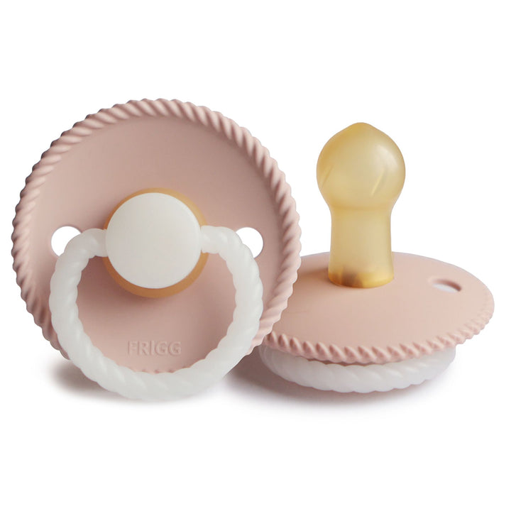 FRIGG Rope Natural Rubber Latex Pacifiers Blush Night Glow - Personalisable Baby Products Sold and Personalised by JustBørn