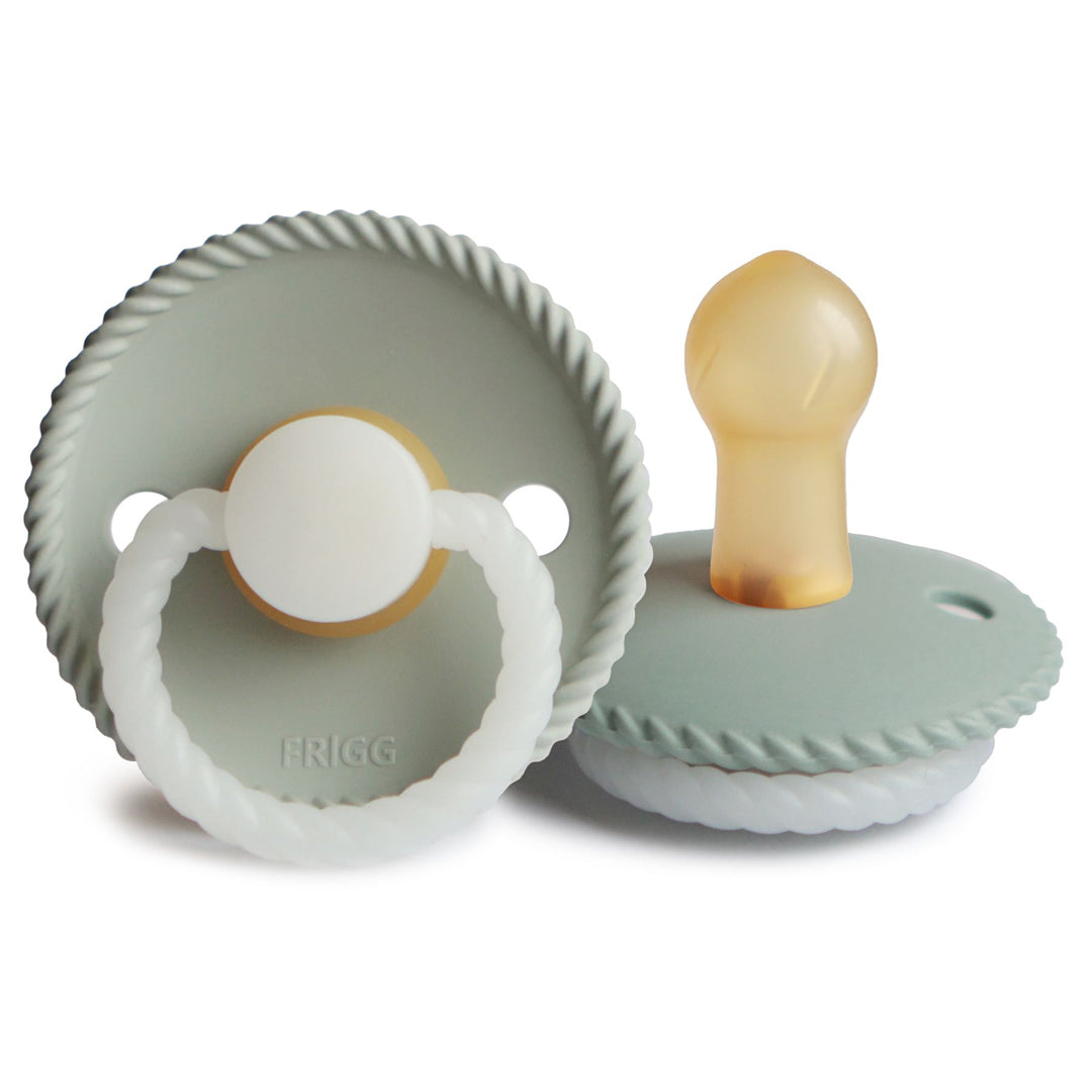 FRIGG Rope Natural Rubber Latex Pacifiers Sage Night Glow - Personalisable Baby Products Sold and Personalised by JustBørn