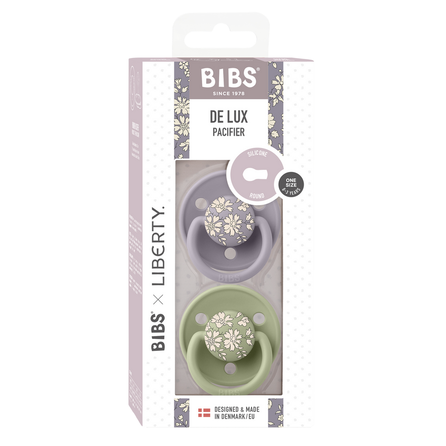 Eloise Baby Blue Mix BIBS x LIBERTY De Lux One Size Silicone Pacifiers - 2 Pack by BIBS sold by Just Børn