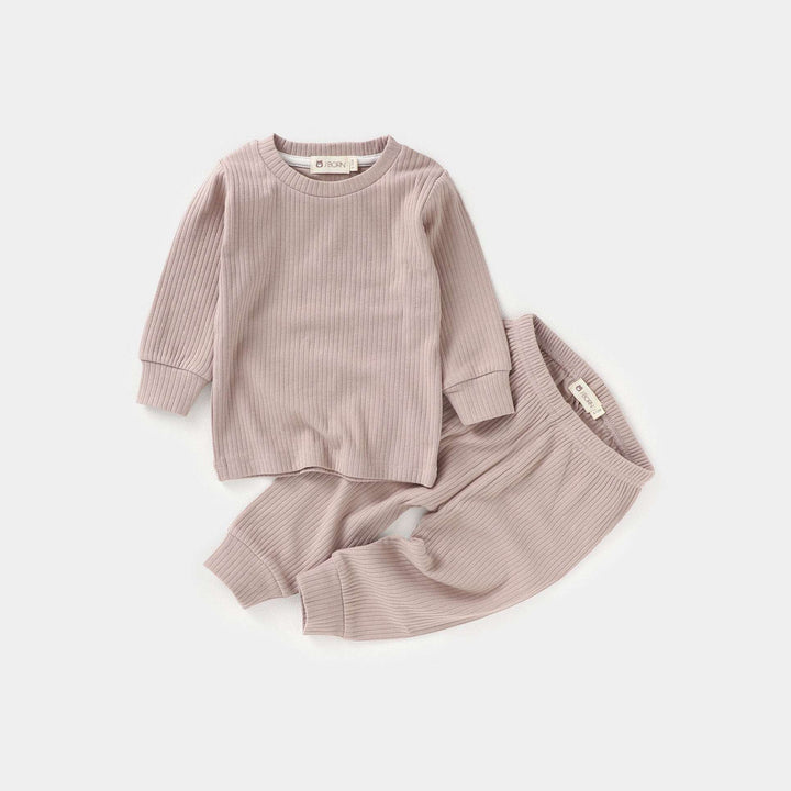 JBØRN Organic Cotton Ribbed Baby Pyjamas Blush - Personalisable Baby Products Sold and Personalised by JustBørn