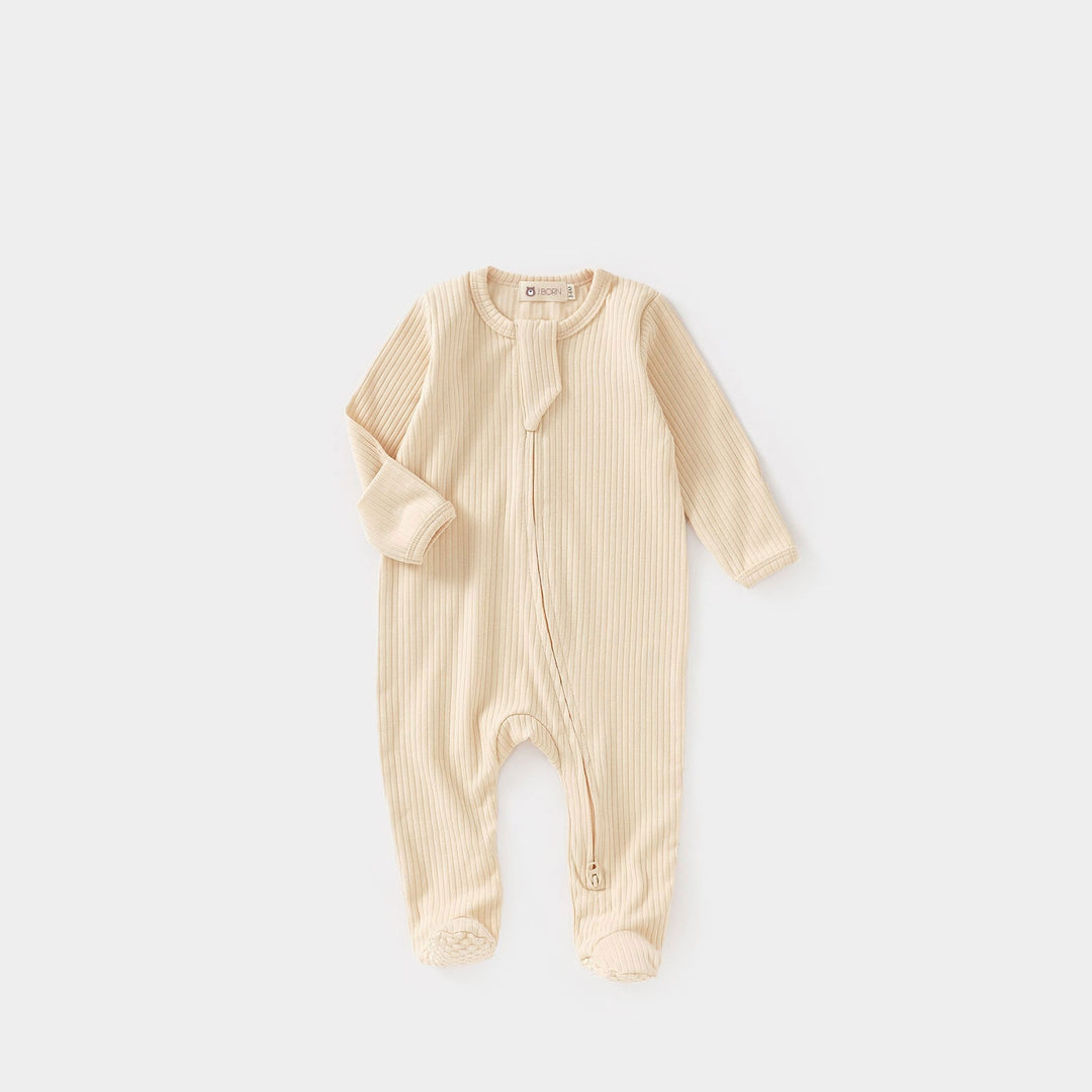 ribbed Oatmeal JBørn - Organic Cotton Ribbed Baby Sleep Suit by Just Børn sold by Just Børn