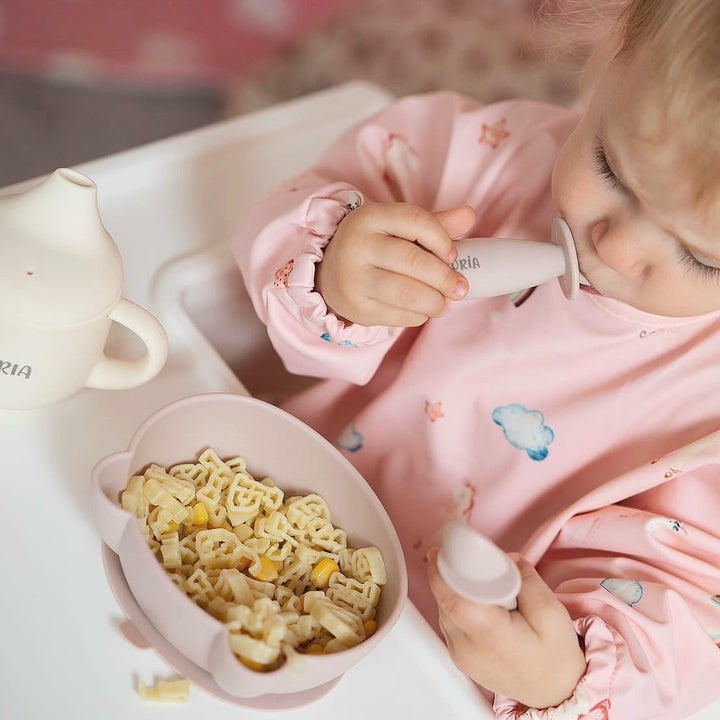JBØRN Long Sleeve Baby Feeding Bib with Personalised Travel Bag Unicorns No - Personalisable Baby Products Sold and Personalised by JustBørn