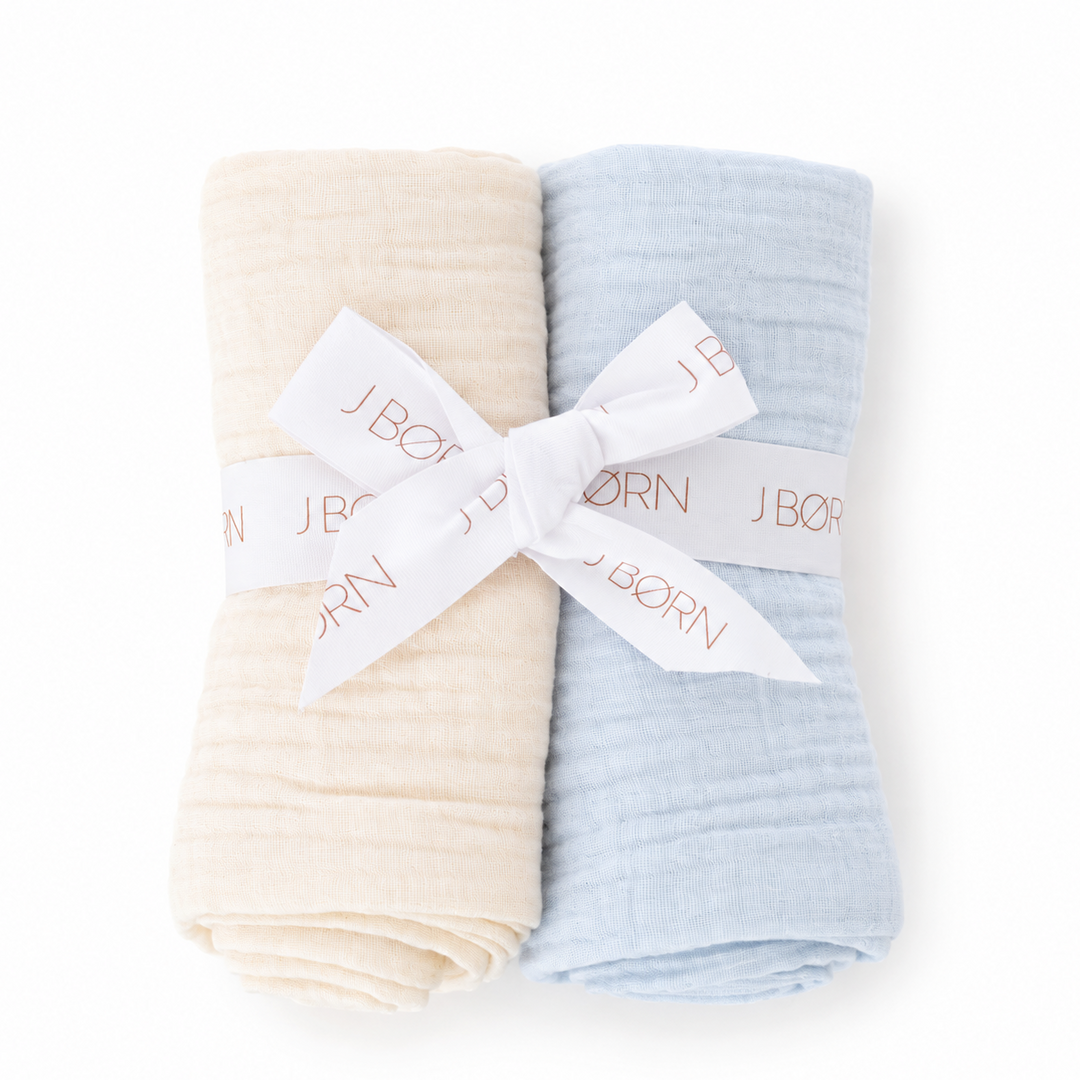 JBØRN 2-pack Muslin Cloths | Organic Cotton Squares
