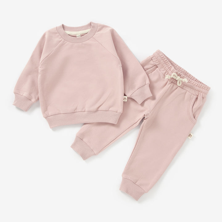 Blush JBØRN Organic Cotton Baby Tracksuit | Sweater & Joggers Set | Personalisable by Just Børn sold by Just Børn