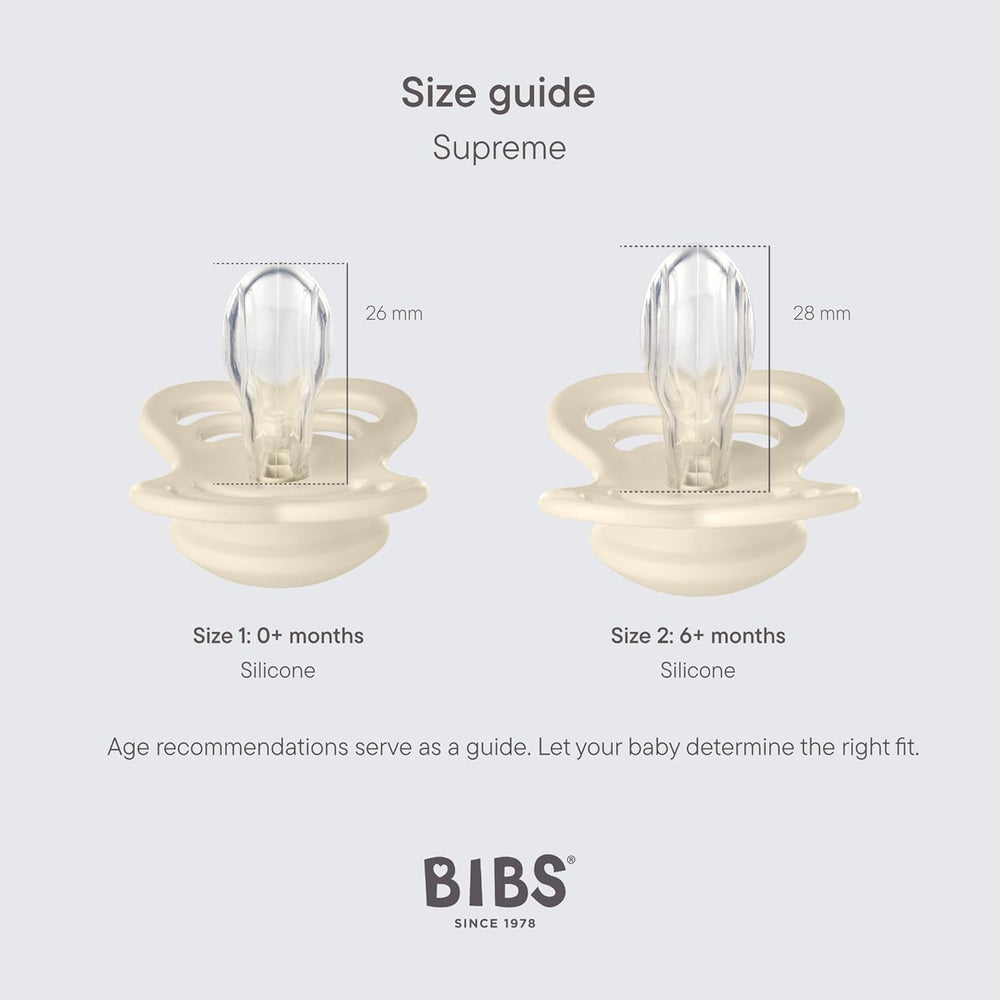 BIBS SUPREME Symmetrical Silicone Pacifiers - Personalisable Baby Products Sold and Personalised by JustBørn