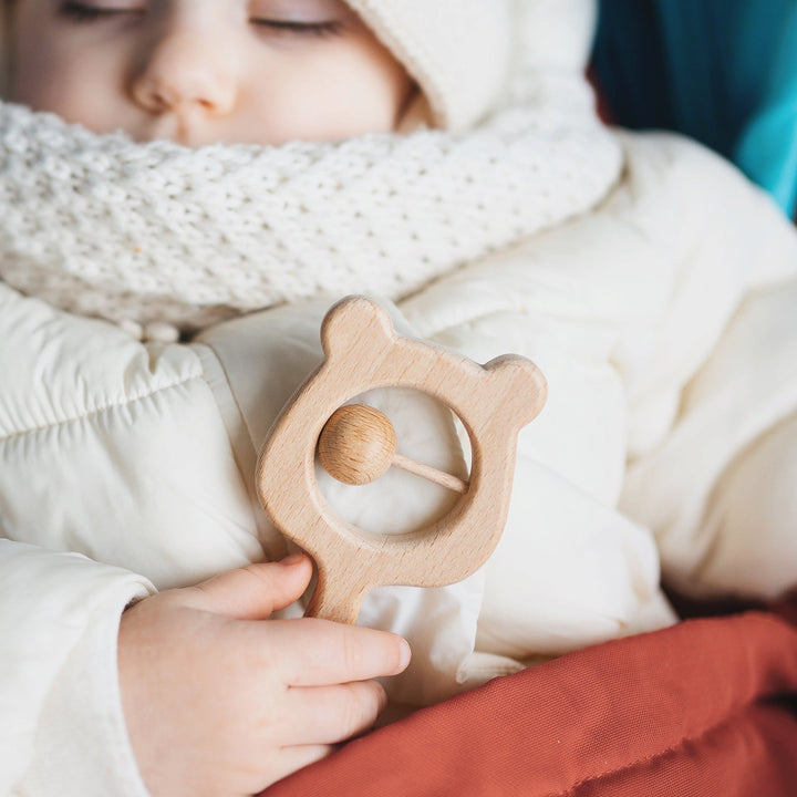 JBØRN Wooden Teddy Rattle | Personalised - Personalisable Baby Products Sold and Personalised by JustBørn