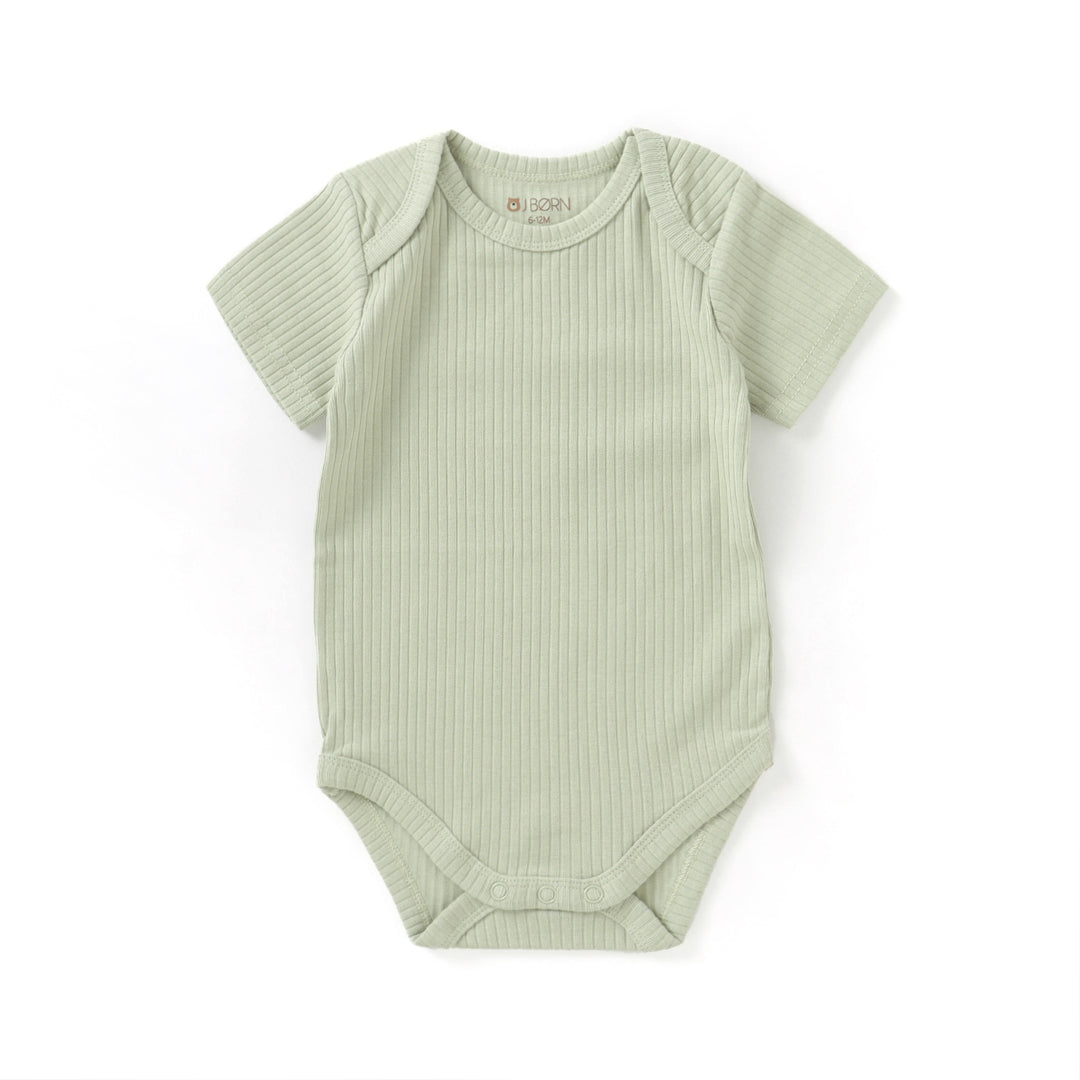 Sage JBØRN Organic Cotton Ribbed Baby Short Sleeve Bodysuit by Just Børn sold by Just Børn
