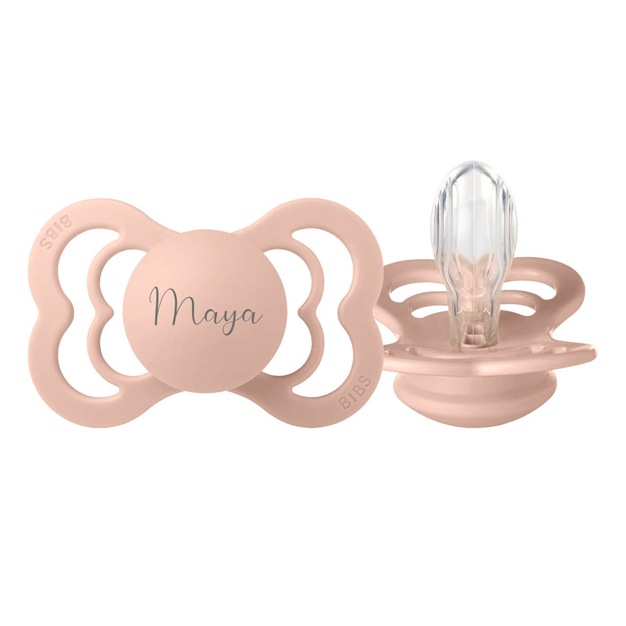 BIBS SUPREME Symmetrical Silicone Pacifiers Blush - Personalisable Baby Products Sold and Personalised by JustBørn