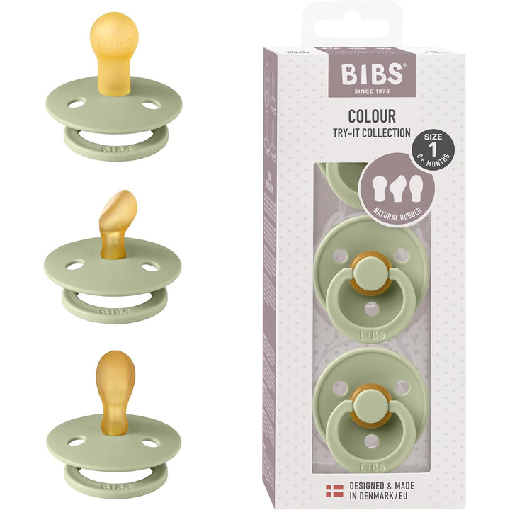 BIBS Colour Pacifiers - Try-It Collection - Pack of 3 Sage - Personalisable Baby Products Sold and Personalised by JustBørn