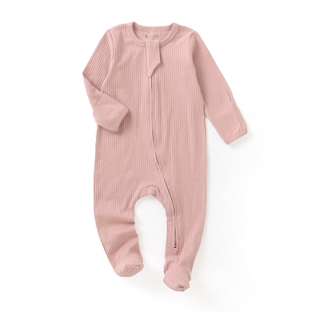 ribbed Powder Blush JBørn - Organic Cotton Ribbed Baby Sleep Suit by Just Børn sold by Just Børn