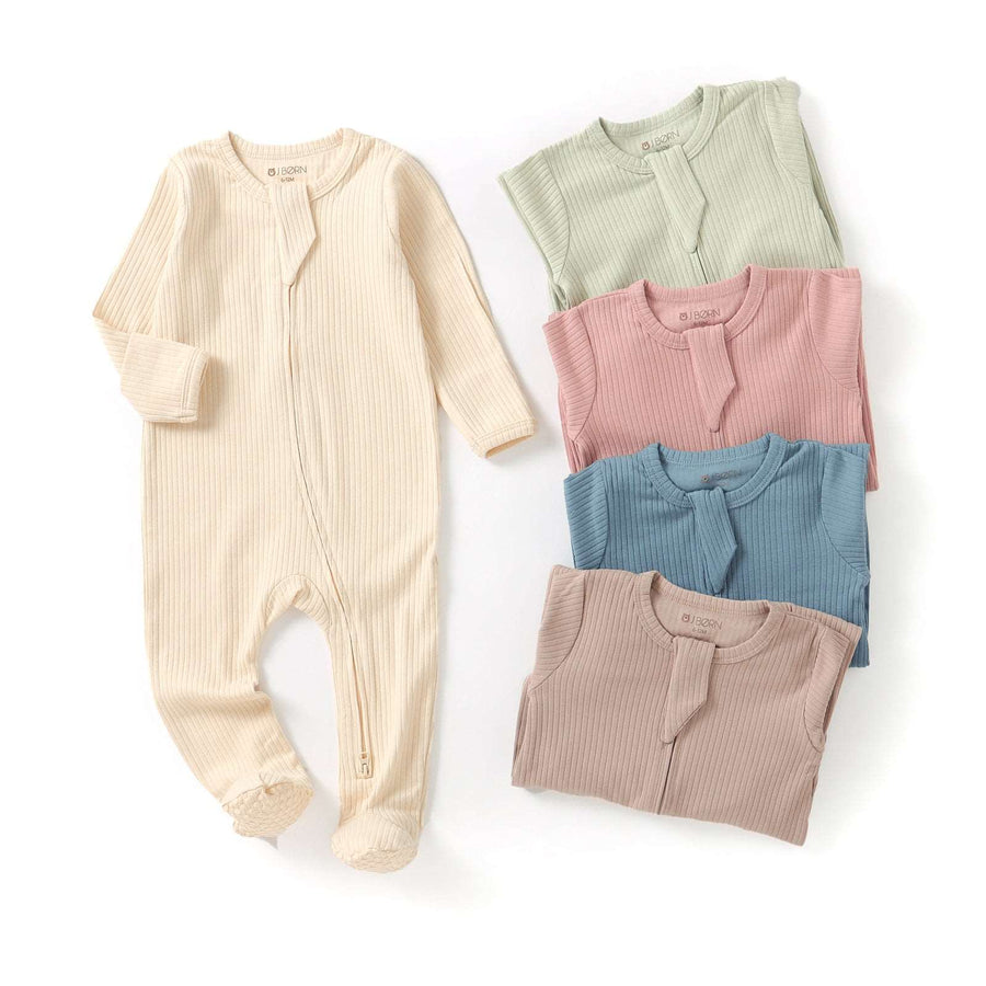 ribbed Blush JBØRN Organic Cotton Ribbed Baby Sleep Suit by Just Børn sold by Just Børn