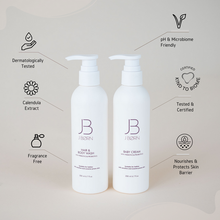JBØRN Microbiome-Friendly Baby Cream | Fragrance-Free | With Calendula & Oatmeal Extract - Personalisable Baby Products Sold and Personalised by JustBørn