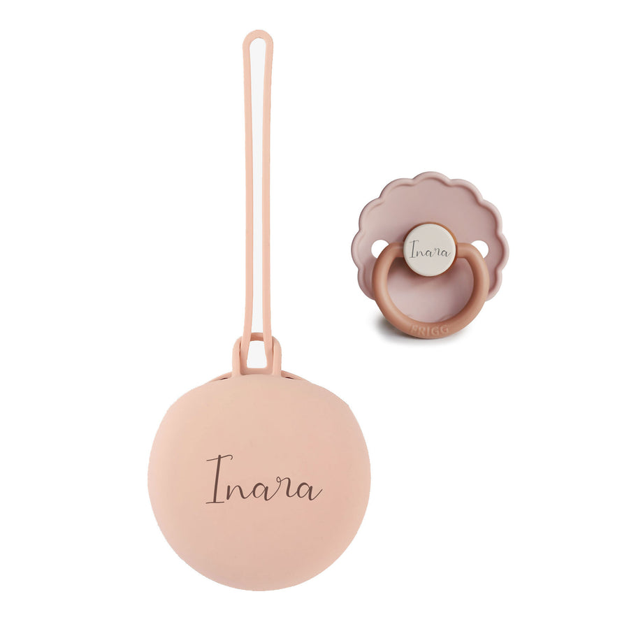 Frigg Rubber Latex Pacifier & JBØRN Pod Daisy Biscuit & Blush Pod - Personalisable Baby Products Sold and Personalised by JustBørn