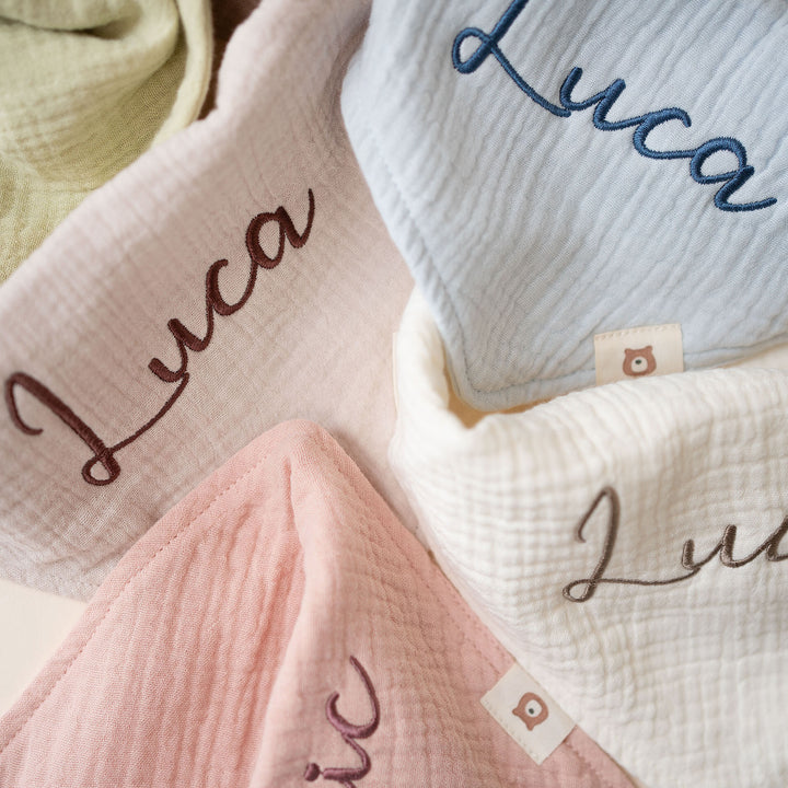 JBØRN Organic Cotton Muslin Dribble Bib Set | Pack of 3 - Personalisable Baby Products Sold and Personalised by JustBørn
