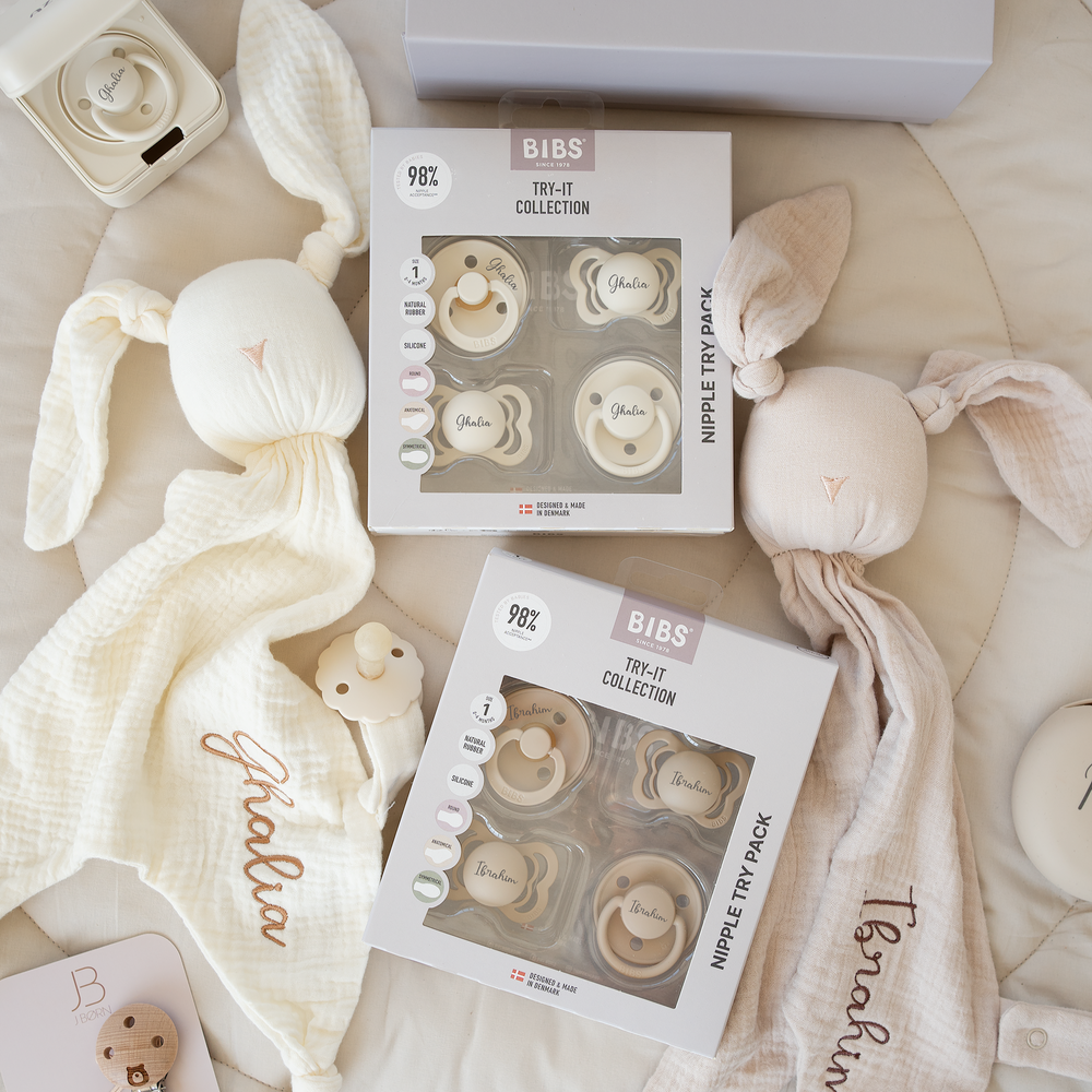 BIBS Try-It Collection - Try 4 Different Pacifiers - Personalisable Baby Products Sold and Personalised by JustBørn