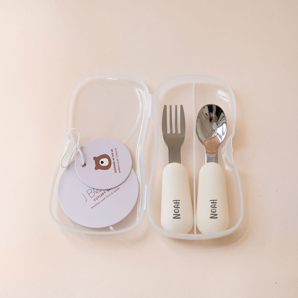 JBØRN Stainless Steel Cutlery Set - Personalisable Baby Products Sold and Personalised by JustBørn