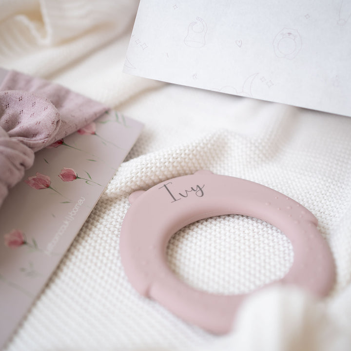 JBØRN Baby Girl Accessories Gift Set | BIBS Pacifiers & Matching Clip, Headband & Personalised teether - Personalisable Baby Products Sold and Personalised by JustBørn