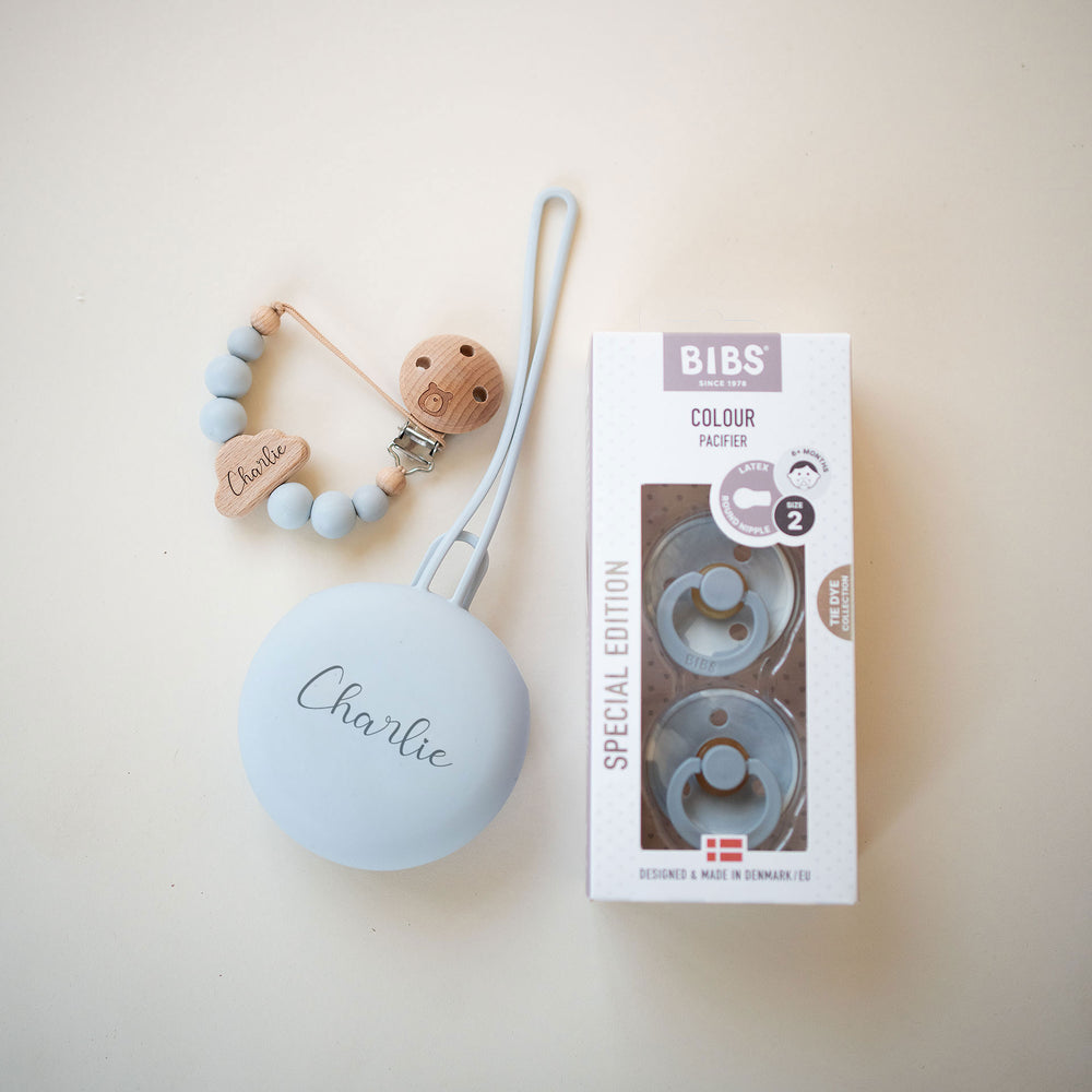 BIBS x JBØRN Set | 2 Pack Pacifiers with Matching Holders - Personalisable Baby Products Sold and Personalised by JustBørn