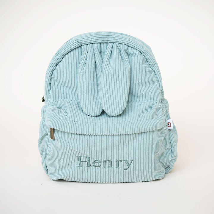JBØRN Personalised Bunny Backpack Velvet Seafoam - Personalisable Baby Products Sold and Personalised by JustBørn