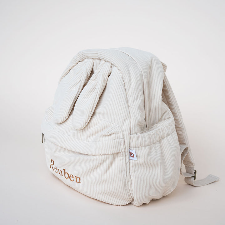 JBØRN Personalised Bunny Backpack Velvet Cream - Personalisable Baby Products Sold and Personalised by JustBørn