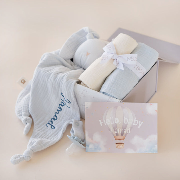 JBØRN Organic Cotton Bunny Comforter & Muslin Cloths Set