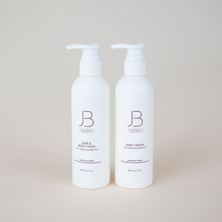 JBØRN Microbiome-Friendly Baby Cream | Fragrance-Free | With Calendula & Oatmeal Extract Baby Cream + Hair & Body Wash Set - Personalisable Baby Products Sold and Personalised by JustBørn
