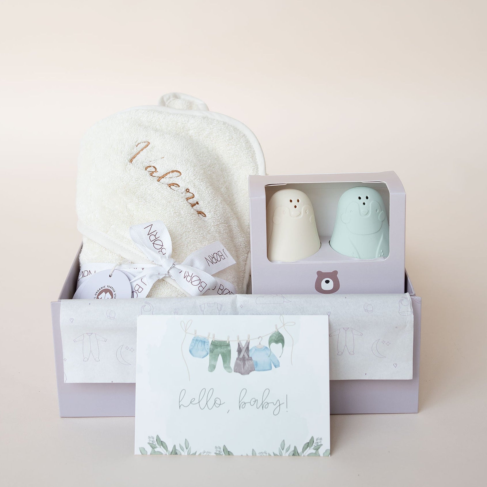 JBØRN Organic Cotton Baby Hooded Towel & Bath Toys Gift Set to buy in ...