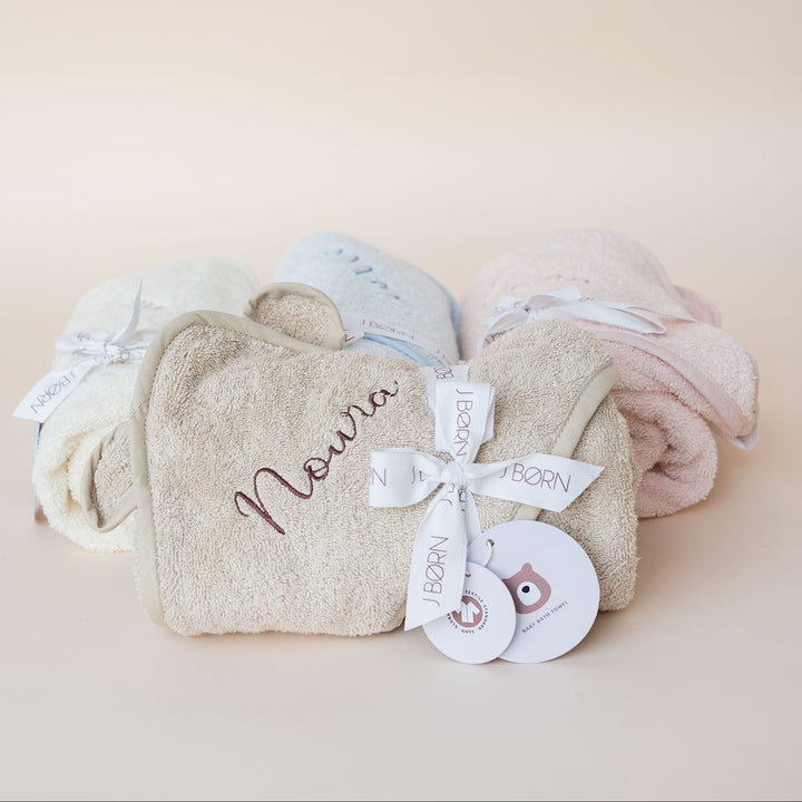 JBØRN Organic Cotton Baby Hooded Towel - Personalisable Baby Products Sold and Personalised by JustBørn