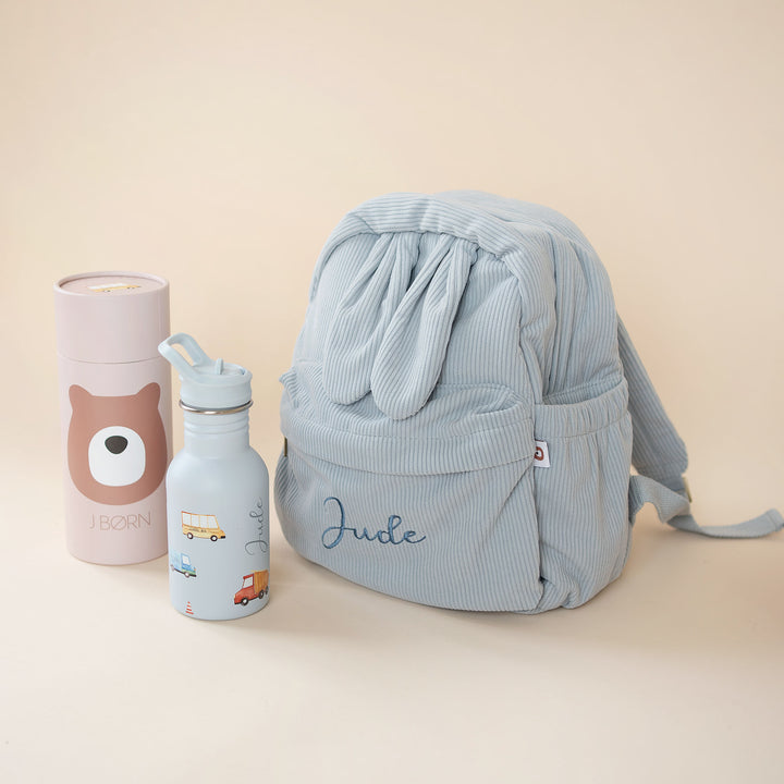 JBØRN Personalised Backpack + Water Bottle Set - Personalisable Baby Products Sold and Personalised by JustBørn