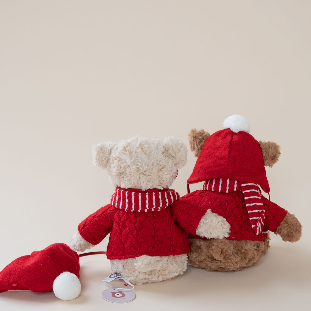 JBØRN Christmas Teddy Bear Soft Toy with Personalised Festive Outfit - Personalisable Baby Products Sold and Personalised by JustBørn
