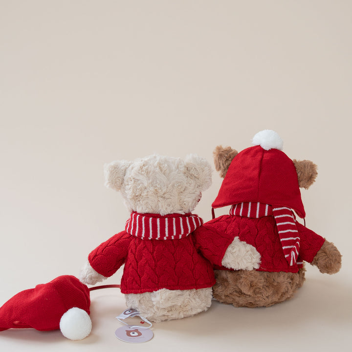 JBØRN Christmas Teddy Bear Soft Toy with Personalised Festive Outfit - Personalisable Baby Products Sold and Personalised by JustBørn