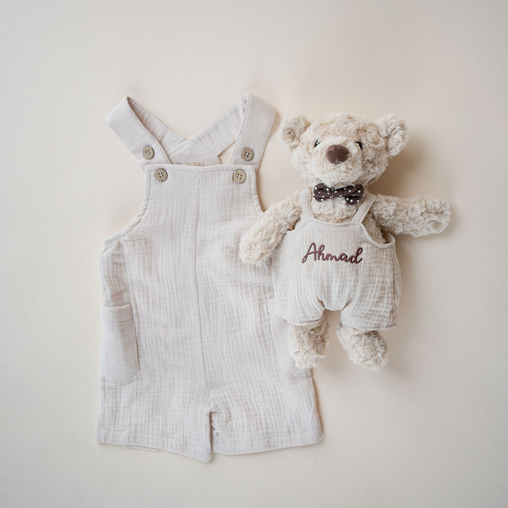 JBØRN Organic Cotton Muslin Dungarees | 3-6 Months - Personalisable Baby Products Sold and Personalised by JustBørn